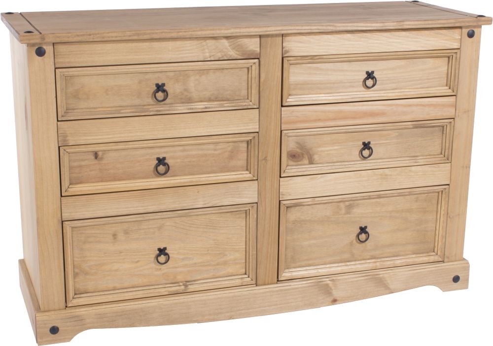 Product photograph of Corona Pine Mexican 3 3 Drawer Wide Chest from Choice Furniture Superstore.